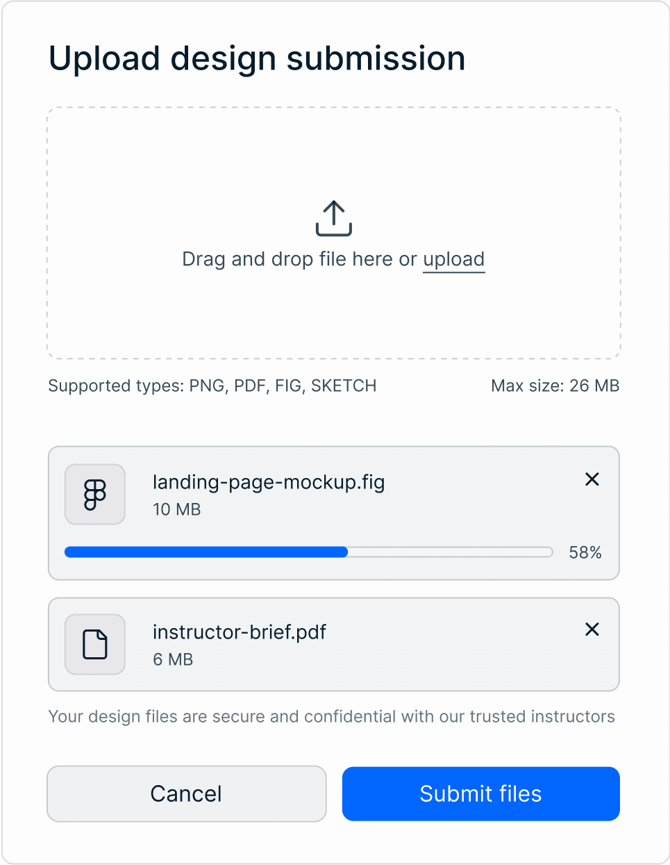 Upload design submission